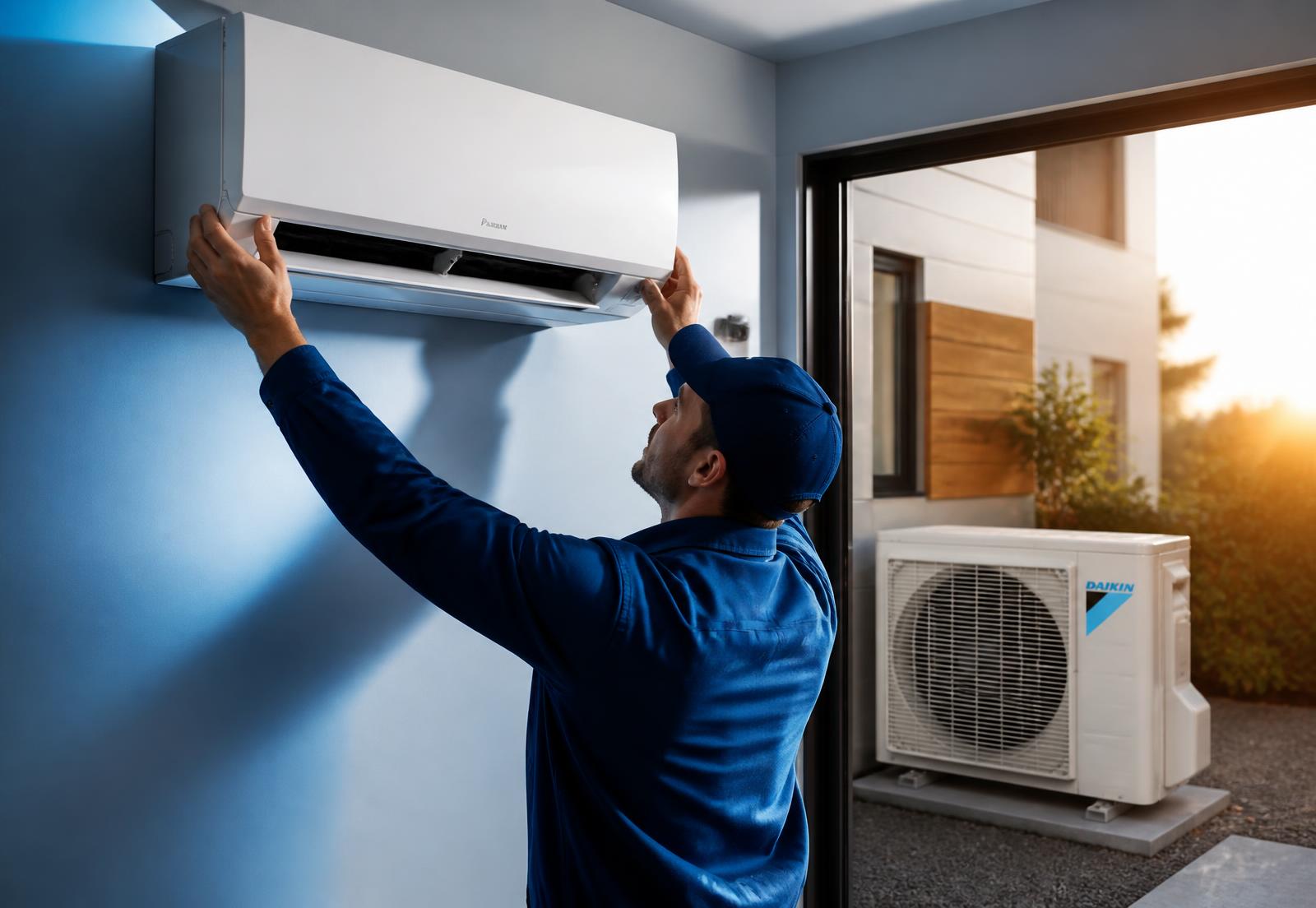 Monter EKLIMATYZACJE.PL instalujący klimatyzator ścienny